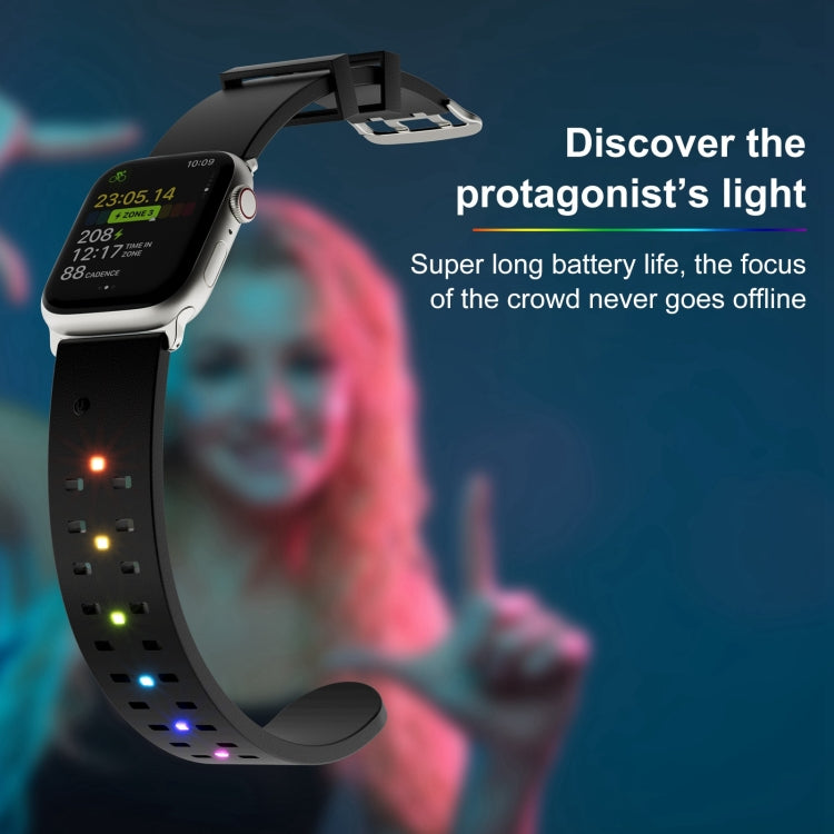 For Apple Watch 42mm Luminous Colorful Light Silicone Watch Band(Red) - Watch Bands by PMC TechLife | Online Shopping South Africa | PMC TechLife
