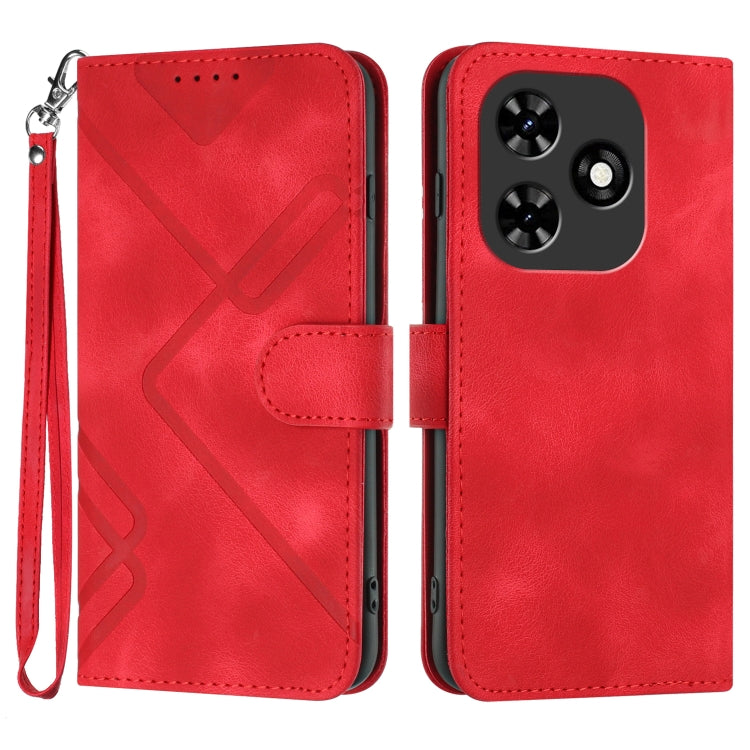 For Tecno Spark Go 2024 Line Pattern Skin Feel Leather Phone Case(Red) - Tecno Cases by PMC Jewellery | Online Shopping South Africa | PMC Jewellery | Buy Now Pay Later Mobicred