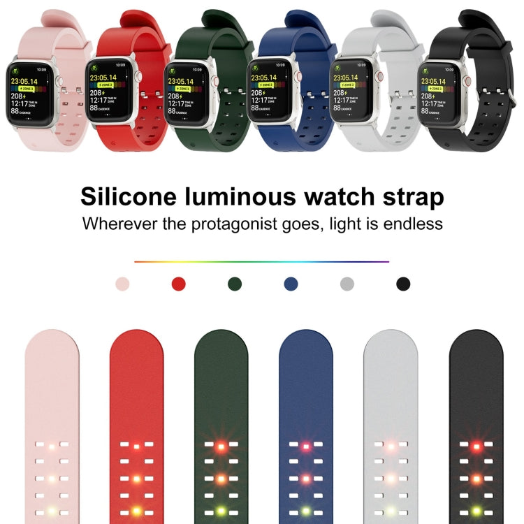 22mm Luminous Colorful Light Silicone Watch Band(Light Grey) - 22mm Bands by PMC TechLife | Online Shopping South Africa | PMC TechLife