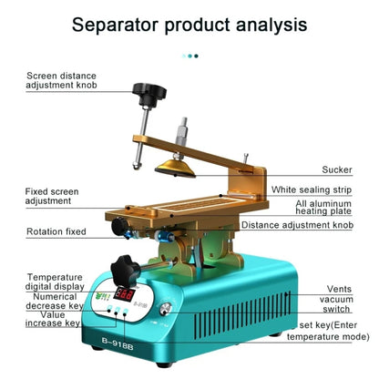 BEST B-918B 7 inch Multi-function Mobile Phone Screen Rotary Separator, EU Plug - Separation Equipment by BEST | Online Shopping South Africa | PMC Jewellery