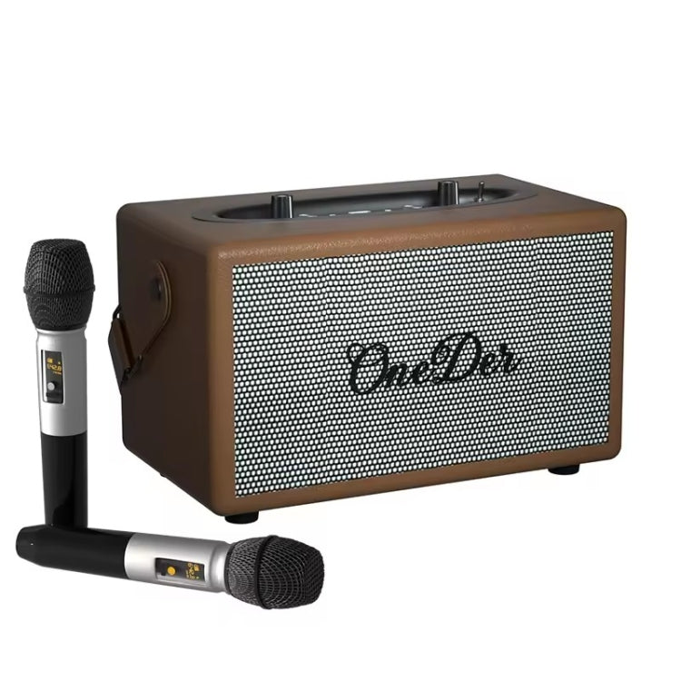 Oneder D7 Bluetooth Speaker Outdoor Karaoke Wireless Speakers With Two Mic(Brown) - Desktop Speaker by OneDer | Online Shopping South Africa | PMC Jewellery | Buy Now Pay Later Mobicred