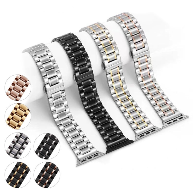 For Apple Watch 42mm Five-Beads Stainless Steel Watch Band(Silver Black) - free shipping - PMC TechLife - Order now!
