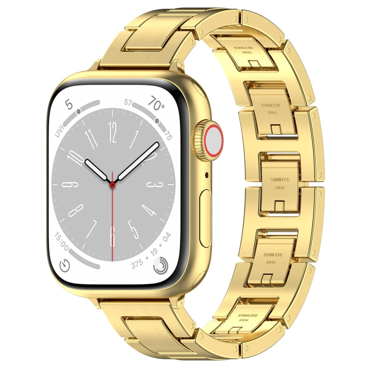 For Apple Watch Series 9 41mm H Slim Stainless Steel Watch Band(Gold) - Watch Bands by PMC Jewellery | Online Shopping South Africa | PMC Jewellery