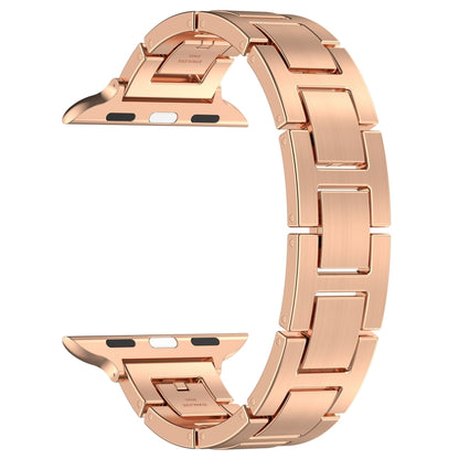 For Apple Watch Series 8 45mm H Slim Stainless Steel Watch Band(Rose Gold) - Watch Bands by PMC Jewellery | Online Shopping South Africa | PMC Jewellery