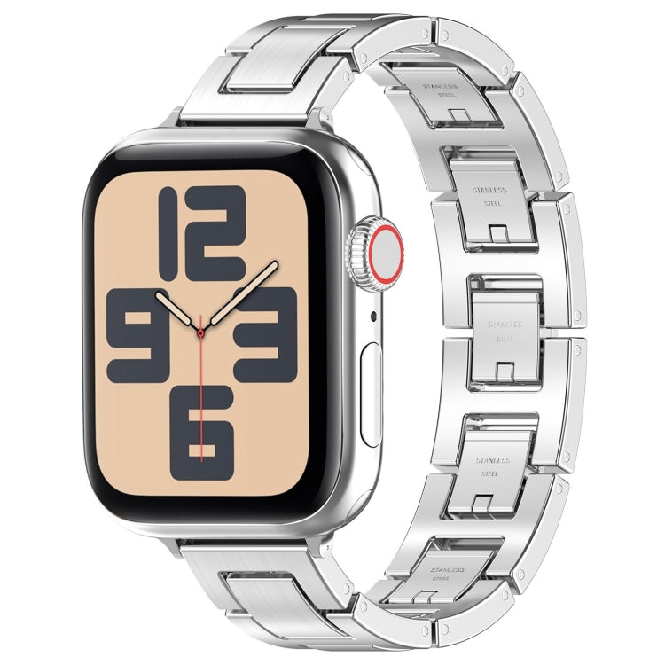 For Apple Watch SE 2022 44mm H Slim Stainless Steel Watch Band(Silver) - Watch Bands by PMC Jewellery | Online Shopping South Africa | PMC Jewellery