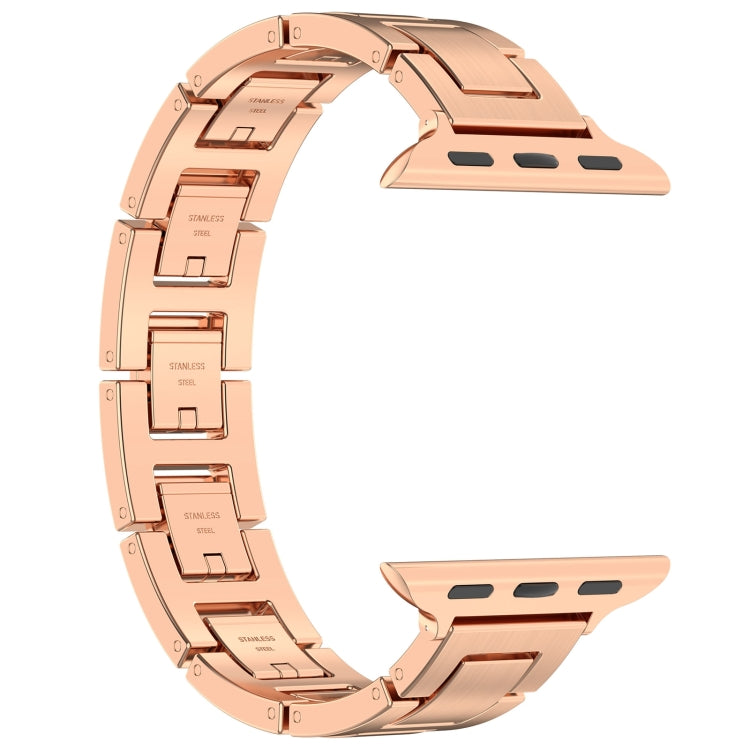 For Apple Watch Series 6 40mm H Slim Stainless Steel Watch Band(Rose Gold) - Watch Bands by PMC Jewellery | Online Shopping South Africa | PMC Jewellery