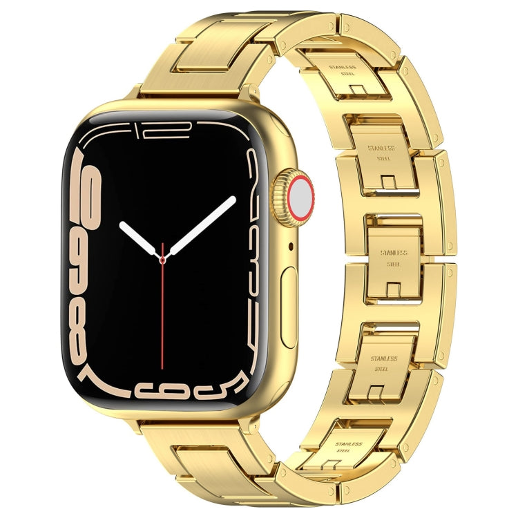 For Apple Watch Series 5 44mm H Slim Stainless Steel Watch Band(Gold) - Watch Bands by PMC Jewellery | Online Shopping South Africa | PMC Jewellery