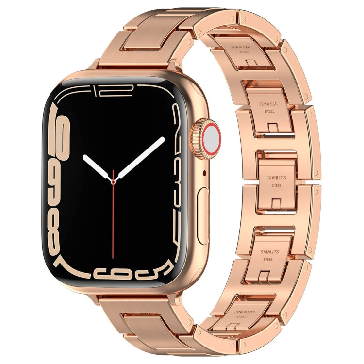 For Apple Watch Series 5 40mm H Slim Stainless Steel Watch Band(Rose Gold) - Watch Bands by PMC Jewellery | Online Shopping South Africa | PMC Jewellery