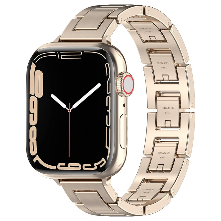 For Apple Watch Series 2 42mm H Slim Stainless Steel Watch Band(Starlight) - Watch Bands by PMC Jewellery | Online Shopping South Africa | PMC Jewellery