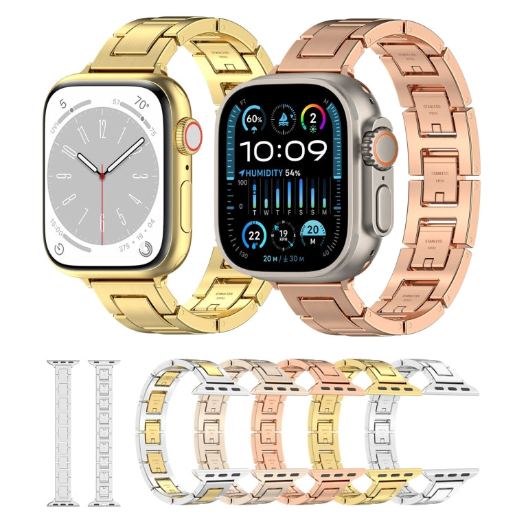 For Apple Watch Series 4 44mm H Slim Stainless Steel Watch Band(Rose Gold) - Watch Bands by PMC Jewellery | Online Shopping South Africa | PMC Jewellery