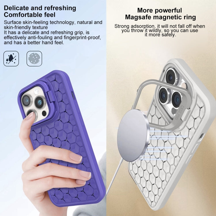 For iPhone 14 Honeycomb Radiating Lens Holder Magsafe Phone Case(Grey) - iPhone 14 Cases by PMC Jewellery | Online Shopping South Africa | PMC Jewellery