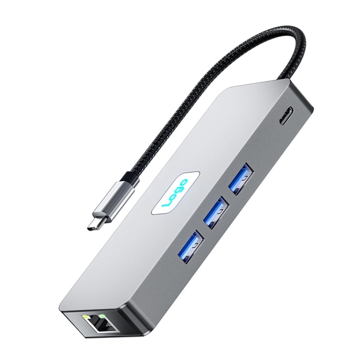 BYL-2401 8 in 1 Type-C to PD100W + USB3.0 + HDMI + DP + RJ45 HUB Docking Station(Space Grey) - USB HUB by PMC Jewellery | Online Shopping South Africa | PMC Jewellery | Buy Now Pay Later Mobicred