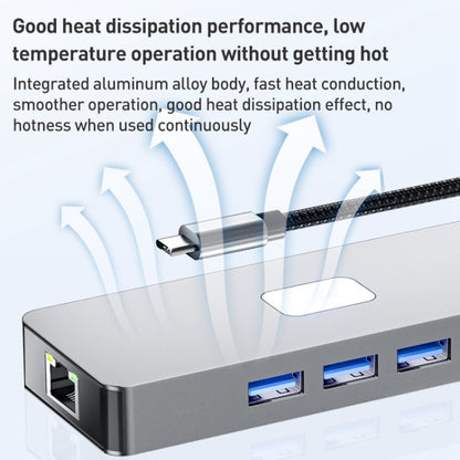 BYL-2401 8 in 1 Type-C to PD100W + USB3.0 + HDMI + DP + RJ45 HUB Docking Station(Space Grey) - USB HUB by PMC Jewellery | Online Shopping South Africa | PMC Jewellery | Buy Now Pay Later Mobicred