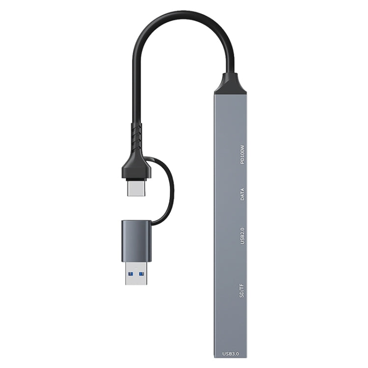 ADS-807D 6 in 1 USB + Type-C to PD100W + USB3.0/2.0 + SD/TF HUB Docking Station(Space Grey) - USB HUB by PMC Jewellery | Online Shopping South Africa | PMC Jewellery | Buy Now Pay Later Mobicred