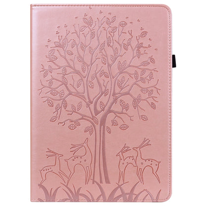 For Lenovo Tab M11 / Xiaoxin Pad 11 2024 Tree & Deer Embossed Leather Tablet Case(Pink) - Lenovo by PMC Jewellery | Online Shopping South Africa | PMC Jewellery | Buy Now Pay Later Mobicred