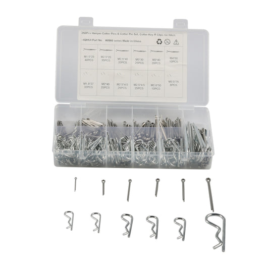 250pcs / Box Heavy Duty Zinc Plated Cotter R Tractor Clip Pin(Silver) - Booster Cable & Clip by PMC Jewellery | Online Shopping South Africa | PMC Jewellery