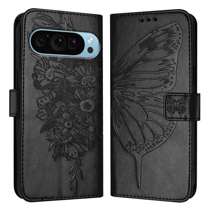 For Google Pixel 9 Pro XL Embossed Butterfly Leather Phone Case(Black) - Google Cases by PMC Jewellery | Online Shopping South Africa | PMC Jewellery | Buy Now Pay Later Mobicred