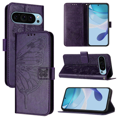 For Google Pixel 9 Pro XL Embossed Butterfly Leather Phone Case(Dark Purple) - Google Cases by PMC Jewellery | Online Shopping South Africa | PMC Jewellery | Buy Now Pay Later Mobicred