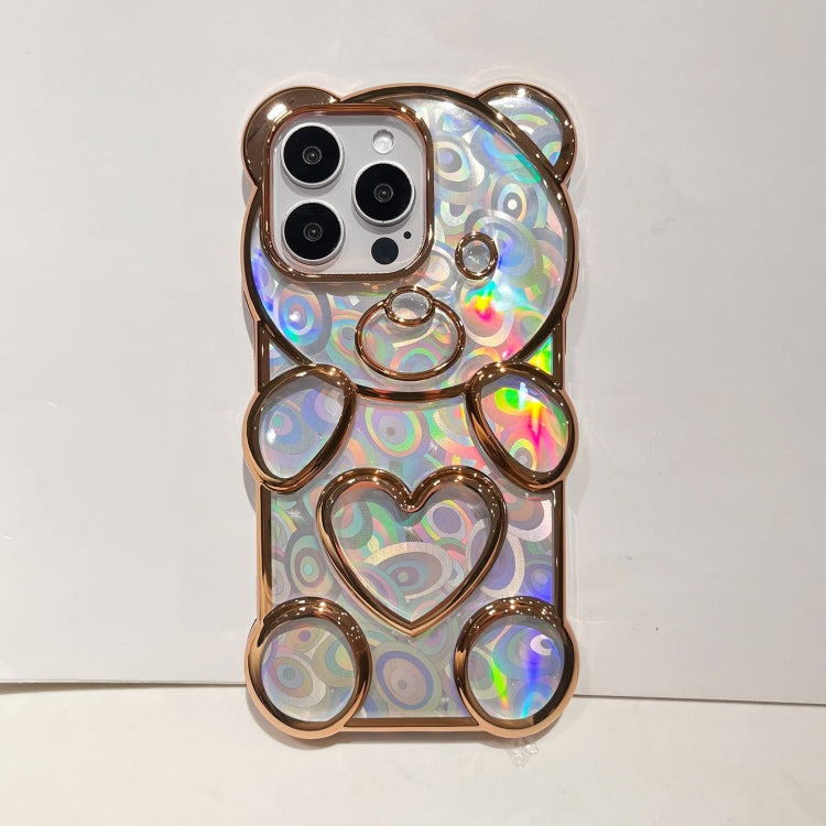 For iPhone 16 Bear Shape Electroplated Laser TPU Phone Case(Purple) - iPhone 16 Cases by PMC Jewellery | Online Shopping South Africa | PMC Jewellery | Buy Now Pay Later Mobicred