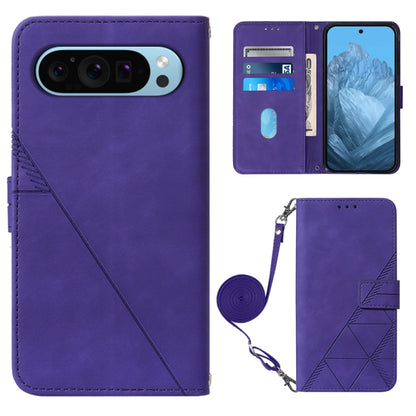 For Google Pixel 9 Crossbody 3D Embossed Flip Leather Phone Case(Purple) - Google Cases by PMC Jewellery | Online Shopping South Africa | PMC Jewellery | Buy Now Pay Later Mobicred