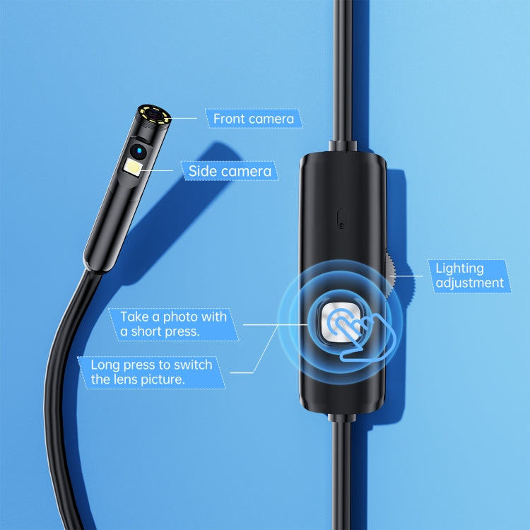 AN112 8mm Double Lenses HD Industry Endoscope Type-C + Micro USB + 8 Pin Connection, Length:2m Soft Tube -  by PMC Jewellery | Online Shopping South Africa | PMC Jewellery | Buy Now Pay Later Mobicred