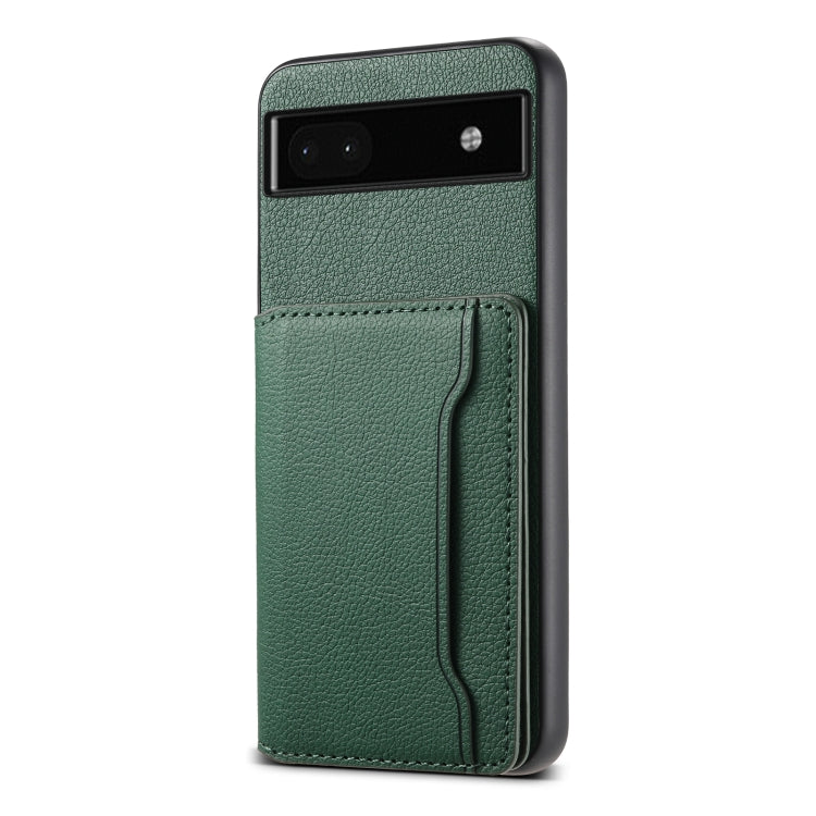 For Google Pixel 6a Calf Texture Card Bag Design Full Coverage Phone Case(Green) - Google Cases by PMC Jewellery | Online Shopping South Africa | PMC Jewellery | Buy Now Pay Later Mobicred