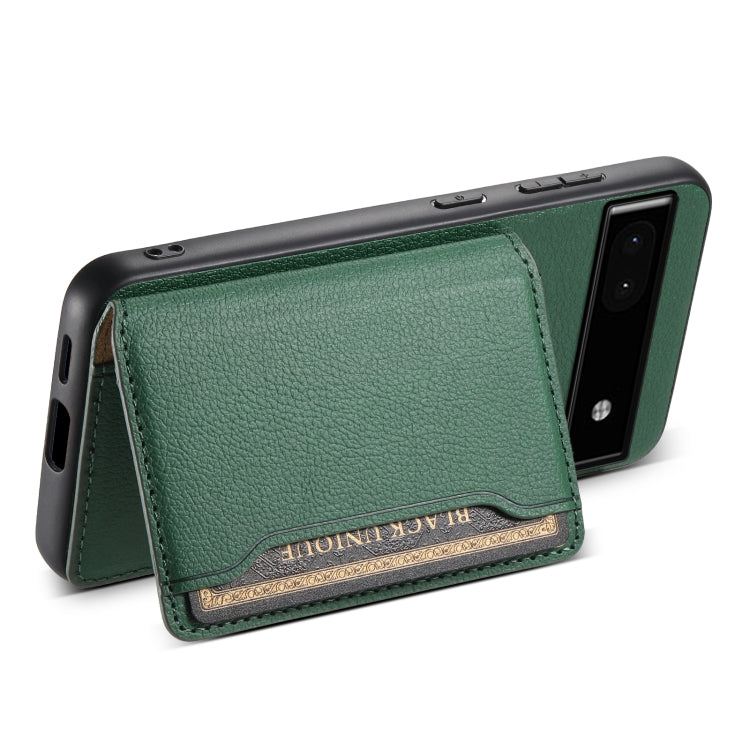 For Google Pixel 6a Calf Texture Card Bag Design Full Coverage Phone Case(Green) - Google Cases by PMC TechLife | Online Shopping South Africa | PMC TechLife | Buy Now Pay Later Mobicred