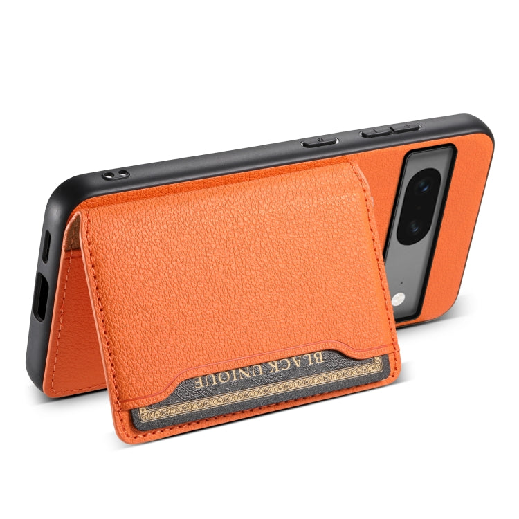 For Google Pixel 7 5G Calf Texture Card Bag Design Full Coverage Phone Case(Orange) - Google Cases by PMC TechLife | Online Shopping South Africa | PMC TechLife | Buy Now Pay Later Mobicred