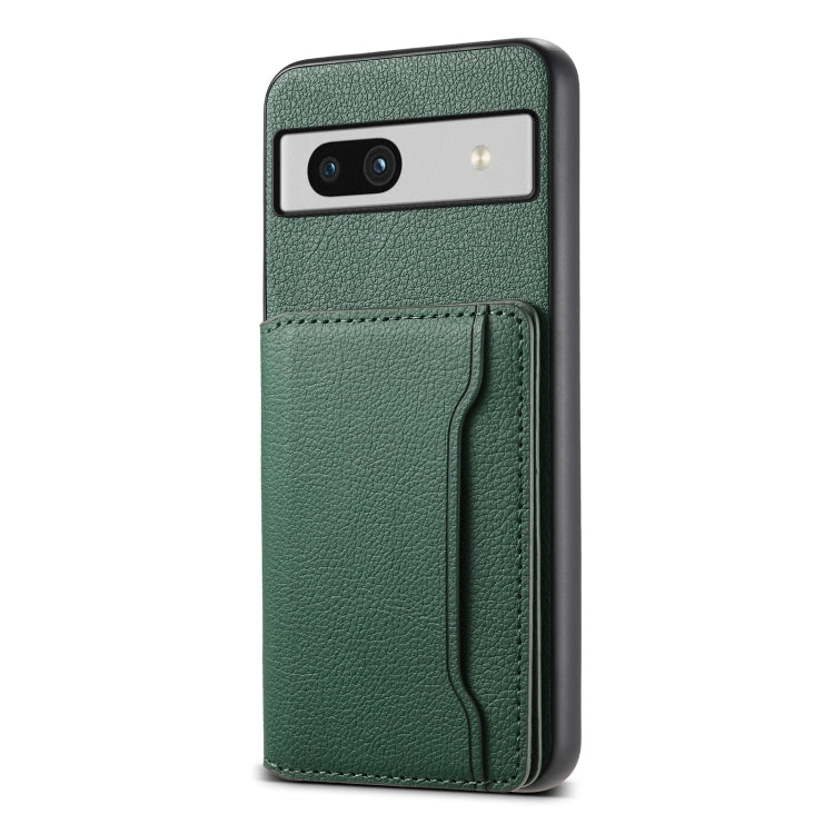 For Google Pixel 7a Calf Texture Card Bag Design Full Coverage Phone Case(Green) - Google Cases by PMC TechLife | Online Shopping South Africa | PMC TechLife | Buy Now Pay Later Mobicred