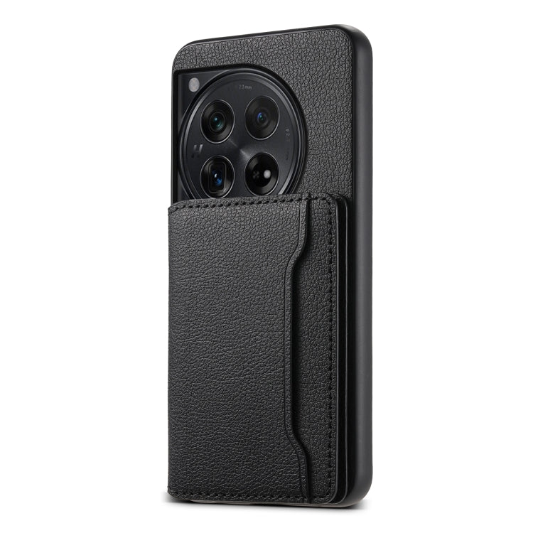 For OnePlus Ace 3 Calf Texture Card Bag Design Full Coverage Phone Case(Black) - OnePlus Cases by PMC Jewellery | Online Shopping South Africa | PMC Jewellery | Buy Now Pay Later Mobicred