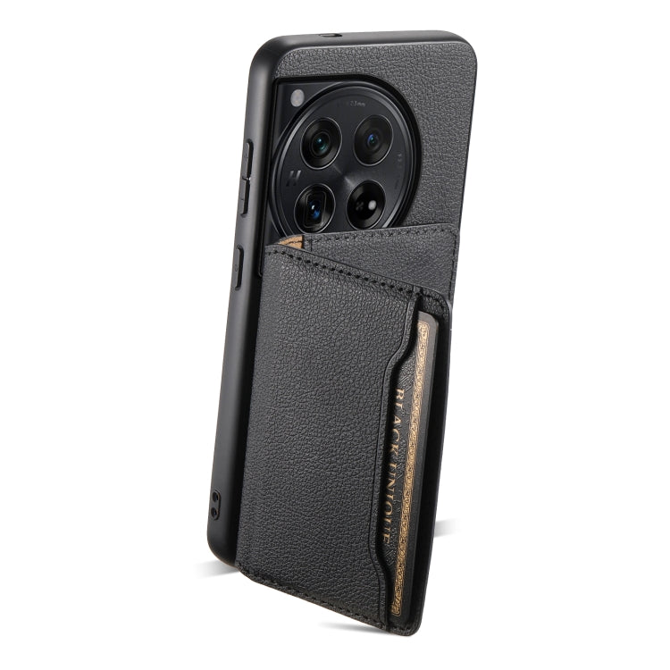 For OnePlus Ace 3 Calf Texture Card Bag Design Full Coverage Phone Case(Black) - OnePlus Cases by PMC Jewellery | Online Shopping South Africa | PMC Jewellery | Buy Now Pay Later Mobicred