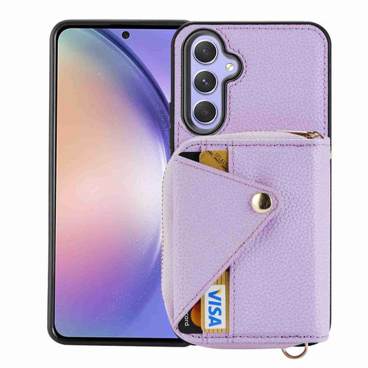 For Samsung Galaxy S24 5G Crossbody Zipper Card Bag RFID Anti-theft Phone Case(Purple) - Galaxy S24 5G Cases by PMC Jewellery | Online Shopping South Africa | PMC Jewellery | Buy Now Pay Later Mobicred