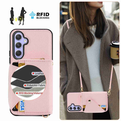 For Samsung Galaxy S24+ 5G Crossbody Zipper Card Bag RFID Anti-theft Phone Case(Pink) - Galaxy S24+ 5G Cases by PMC Jewellery | Online Shopping South Africa | PMC Jewellery | Buy Now Pay Later Mobicred