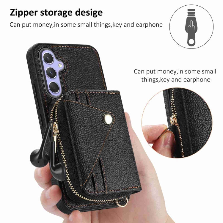 For Samsung Galaxy S24+ 5G Crossbody Zipper Card Bag RFID Anti-theft Phone Case(Black) - Galaxy S24+ 5G Cases by PMC Jewellery | Online Shopping South Africa | PMC Jewellery | Buy Now Pay Later Mobicred