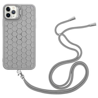 For iPhone 14 Pro Max Honeycomb Radiating Lens Holder Magsafe Phone Case with Lanyard(Grey) - iPhone 14 Pro Max Cases by PMC Jewellery | Online Shopping South Africa | PMC Jewellery