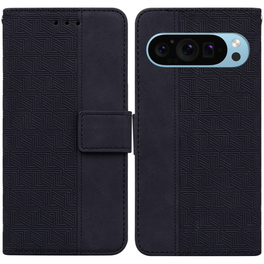 For Google Pixel 9 Geometric Embossed Leather Phone Case(Black) - Google Cases by PMC Jewellery | Online Shopping South Africa | PMC Jewellery | Buy Now Pay Later Mobicred