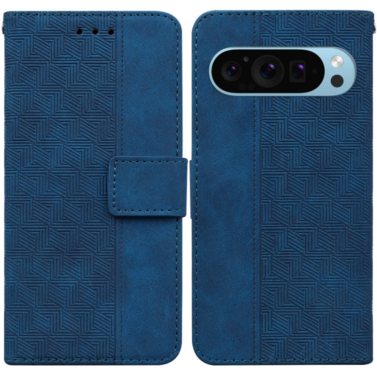 For Google Pixel 9 Pro 5G Geometric Embossed Leather Phone Case(Blue) - Google Cases by PMC Jewellery | Online Shopping South Africa | PMC Jewellery | Buy Now Pay Later Mobicred