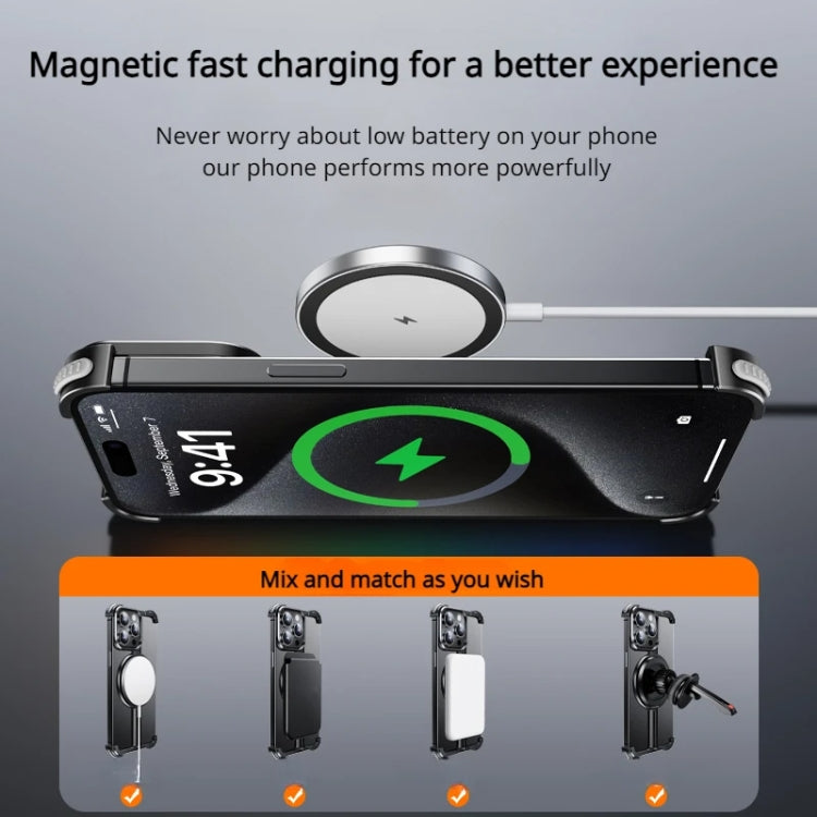 For iPhone 15 MagSafe Magnetic Frameless Holder Phone Case(Black) - iPhone 15 Cases by PMC Jewellery | Online Shopping South Africa | PMC Jewellery