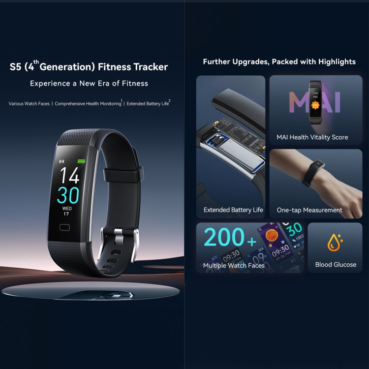 S5-4 Smart Bracelet IP68 Waterproof Heart Rate Sport Fitness Tracker Smart Watch(Black) - Smart Wristbands by PMC Jewellery | Online Shopping South Africa | PMC Jewellery