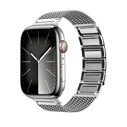 For Apple Watch Series 6 44mm Magnetic Clasp Braided Chain Stainless Steel Watch Band(Silver) - Watch Bands by PMC Jewellery | Online Shopping South Africa | PMC Jewellery