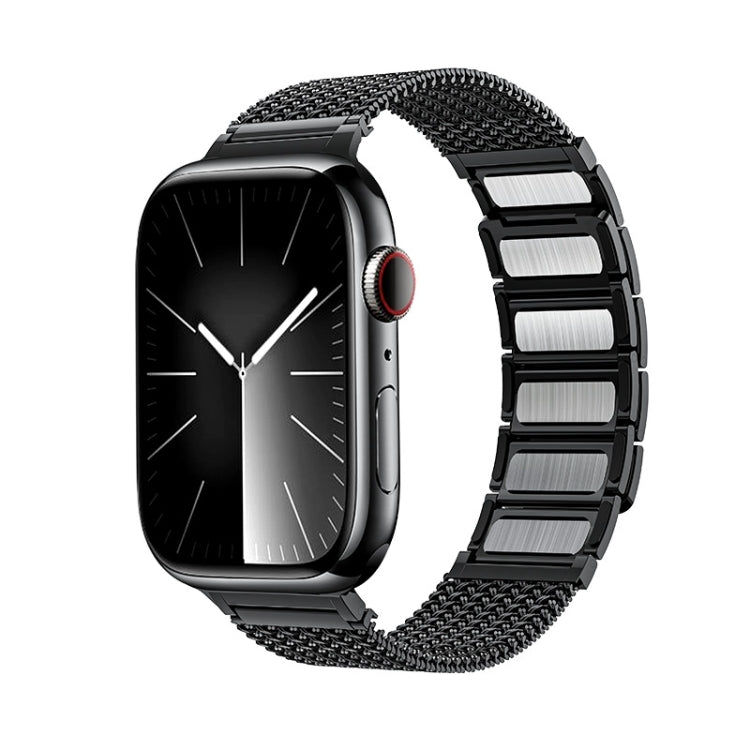 For Apple Watch Series 3 38mm Magnetic Clasp Braided Chain Stainless Steel Watch Band(Black) - Watch Bands by PMC Jewellery | Online Shopping South Africa | PMC Jewellery