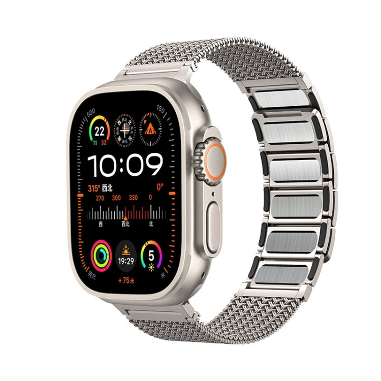 For Apple Watch Series 2 38mm Magnetic Clasp Braided Chain Stainless Steel Watch Band(Frosted Gold) - Watch Bands by PMC Jewellery | Online Shopping South Africa | PMC Jewellery