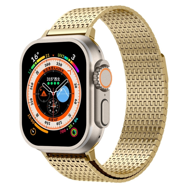 For Apple Watch Ultra 49mm Milanese Loop Magnetic Clasp Stainless Steel Watch Band(Gold) - Watch Bands by PMC Jewellery | Online Shopping South Africa | PMC Jewellery