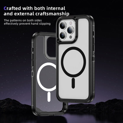 For iPhone 13 Pro Max Guard Magsafe Magnetic Ring Matte Phone Case(Black+Transparent) - iPhone 13 Pro Max Cases by PMC Jewellery | Online Shopping South Africa | PMC Jewellery