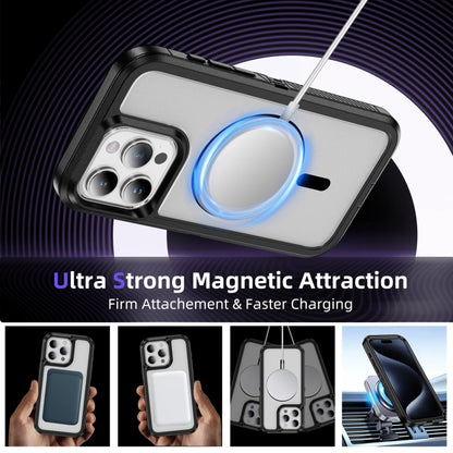 For iPhone 13 Pro Max Guard Magsafe Magnetic Ring Matte Phone Case(Black+Transparent) - iPhone 13 Pro Max Cases by PMC Jewellery | Online Shopping South Africa | PMC Jewellery