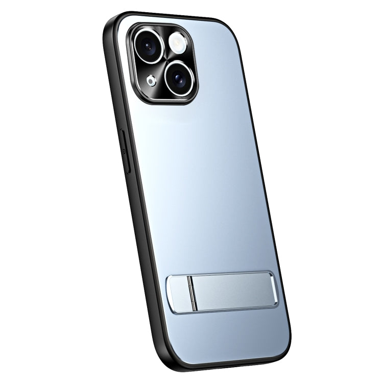 For iPhone 14 Plus R-JUST RJ-61 Electroplating Frosted TPU + PC Phone Case with Holder(Blue) - iPhone 14 Plus Cases by R-JUST | Online Shopping South Africa | PMC TechLife
