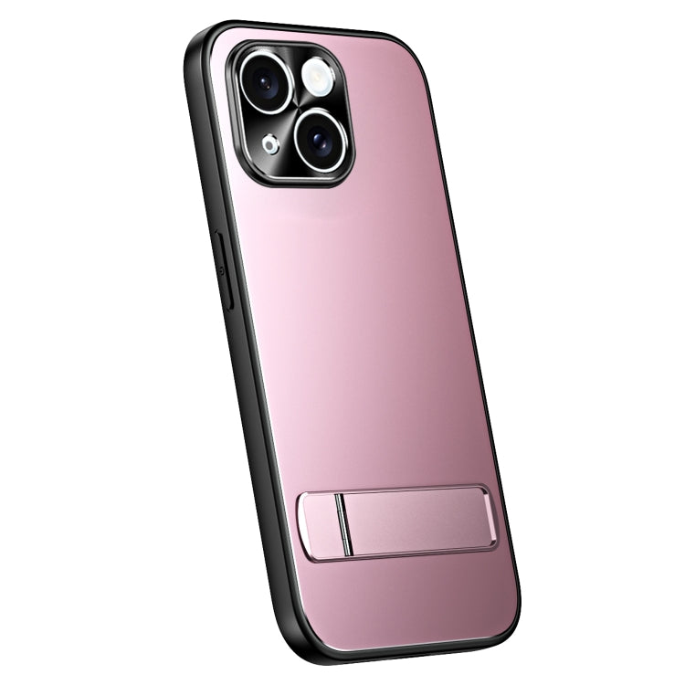 For iPhone 14 R-JUST RJ-61 Electroplating Frosted TPU + PC Phone Case with Holder(Pink) - iPhone 14 Cases by R-JUST | Online Shopping South Africa | PMC TechLife | Buy Now Pay Later Mobicred