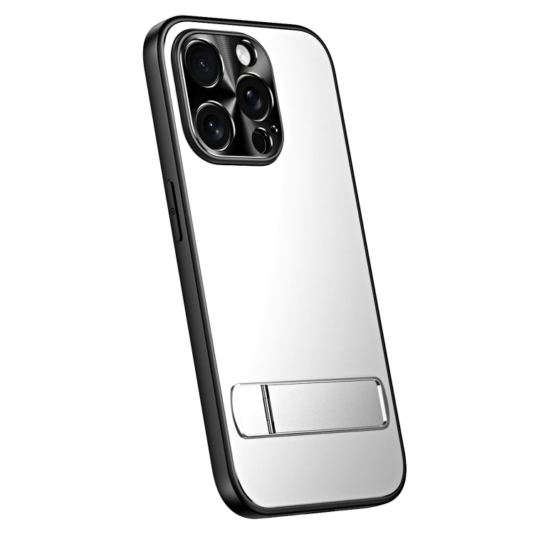 For iPhone 12 Pro Max R-JUST RJ-61 Electroplating Frosted TPU + PC Phone Case with Holder(Silver) - iPhone 12 Pro Max Cases by R-JUST | Online Shopping South Africa | PMC TechLife