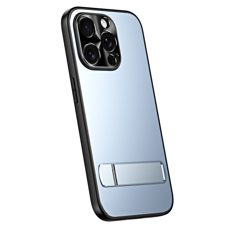 For iPhone 12 Pro Max R-JUST RJ-61 Electroplating Frosted TPU + PC Phone Case with Holder(Blue) - iPhone 12 Pro Max Cases by R-JUST | Online Shopping South Africa | PMC TechLife | Buy Now Pay Later Mobicred