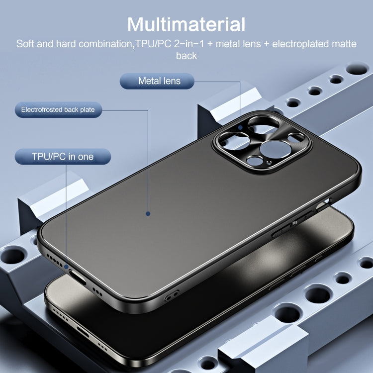 For iPhone 15 Pro Max R-JUST RJ-61 Electroplating Frosted TPU + PC Phone Case with Holder(Grey) - iPhone 15 Pro Max Cases by R-JUST | Online Shopping South Africa | PMC TechLife | Buy Now Pay Later Mobicred